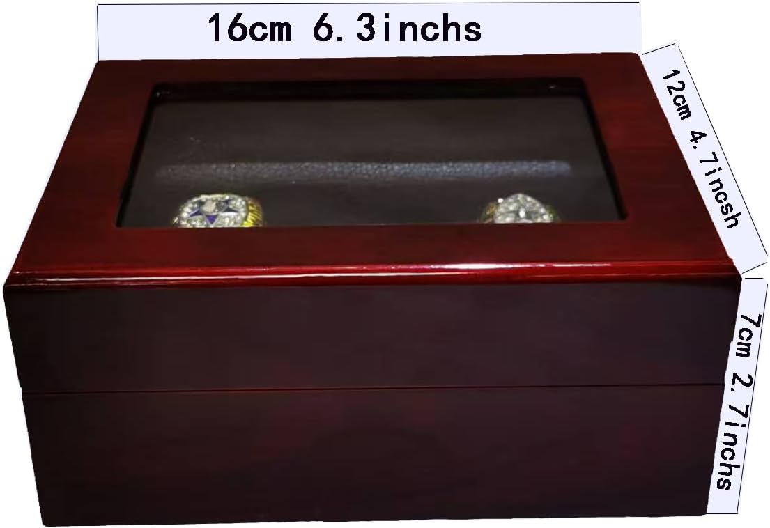 Football Championship Ring Set 5PCS with wooden boxes Commemorative Sports Fans Collectors - Celebrate Your Team's Victory, Own a Piece of History - Own a Piece of History!