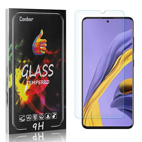 Preisvergleich Produktbild Conber [1 Stück] Displayschutzfolie kompatibel mit Samsung Galaxy A51, Panzerglas Schutzfolie für Samsung Galaxy A51 [Hüllenfreundlich][9H Härte]