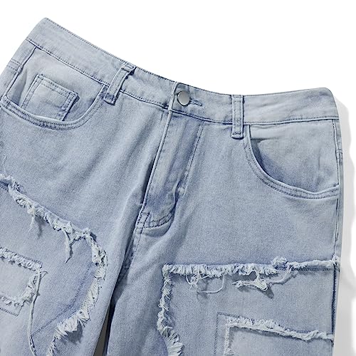 Giraropa Men Ripped Jeans Slim Fit Denim Pants Distressed Stacked Trousers Casual Stretch Long Pant Y2K Hip Hop Straight Jean3