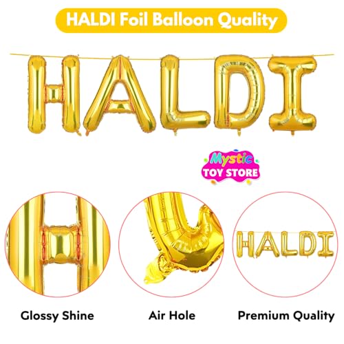 Image of Haldi Banner Gold for Wedding Home Boys Girls Men Women Foil Balloon Decoration Decor Celebration Golden