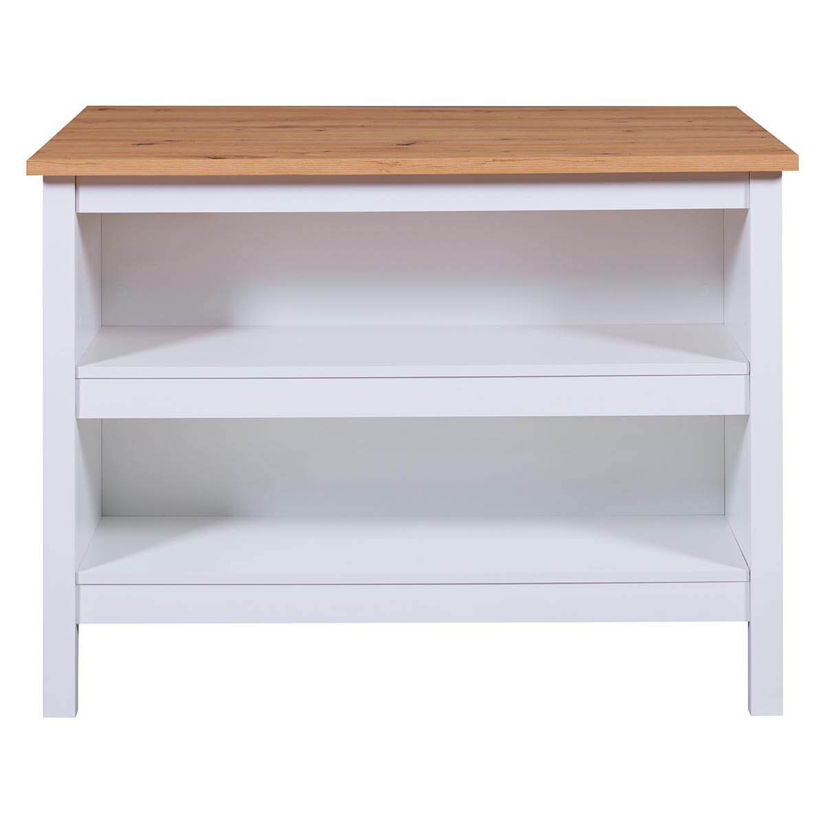 AltoBuy Kenny - Ilot de Cuisine Blanc et Plateau Effet Bois