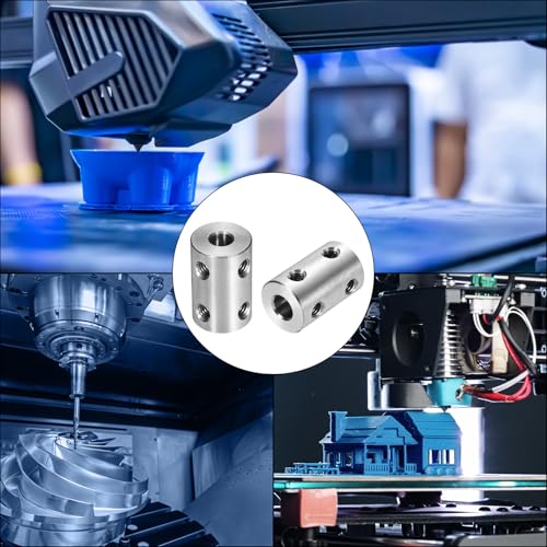 QUARKZMAN Starre Schraubenkupplung 5mm bis 6mm Wellenkupplung L22mm x D14mm Stahl Gelenkverbinder Kupplung Set für 3D-Drucker DIY Encoder mit 16 Schrauben Sechskantschlüssel, 4 Stück