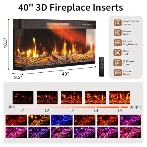 Image of BREEZEHEAT Fireplace TV Stand for TVs up to 90 inch, 3-Sided Electric Entertainment Center with 40 inch LED Fireplace, Media Console w /Storage Cabinet & Glass Doors, 79Inch, White