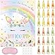 WERNNSAI Einhorn Spiel – Einhorn Party Dekorationen 51 × 73 cm Einhorn Partyspiel für Kinder Mädchen mit 24 Hörnern Einhorn Geburtstagsparty Zubehör für die Wanddekoration
