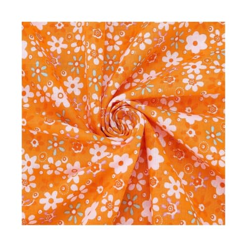 Tissu imprimé floral orange rétro pour customiser votre décoration maison
