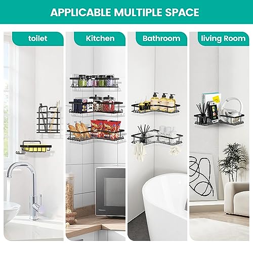 Bilillo BILILLO-31 Corner Shower Caddy, 5-Piece Adhesive Rustproof Wall Mounted Shower Storage Rack thumb #6