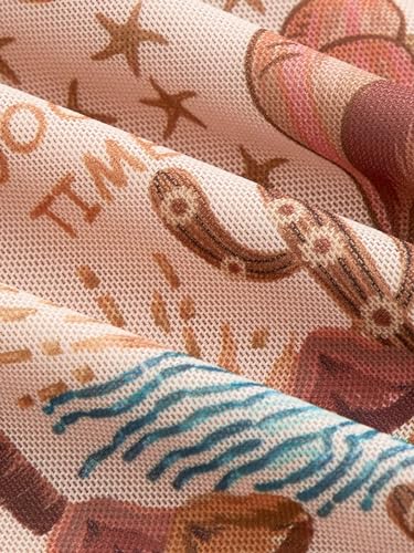 Floerns Women's Plant Print High Waist Skirt Summer Fishtail Hem Midi Skirt3