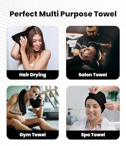 Image of Avalon Towels Salon Towel - Black Hand Towels Bulk Pack of 24 - 100% Cotton Absorbent Spa, Facial & Gym Towel for Working Out - 16x27 Inches (Not Bleach Proof)