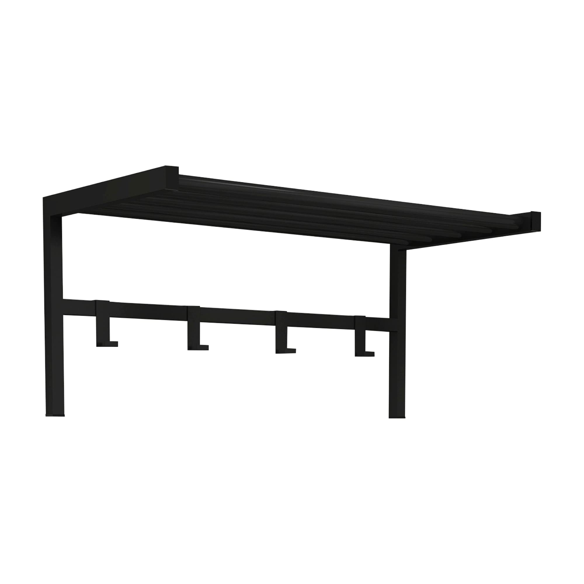 [en.casa] Appendiabiti a Parete con Ripiano a Rete (AxLxP) 32,5 x 69 x 34 cm Attaccapanni da Muro con 4 Ganci e Mensola Struttura in Metallo - Nero