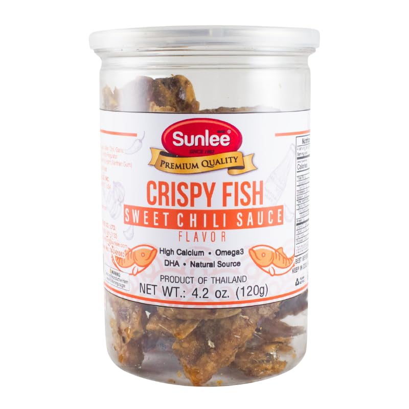 Sunlee Crispy Fish Snacks Sweet Chili Sauce Flavor, 4.2 oz Bottles (Pack of 2)