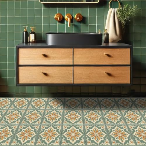 Image of Moroccan Tile Stickers | Waterproof Self Adhesive Peel & Stick Tile Decals for Kitchen Backsplash, Bathroom Wall, Floor, Furniture & Glass (6x6 Inch, Design 2, 40 Pic)