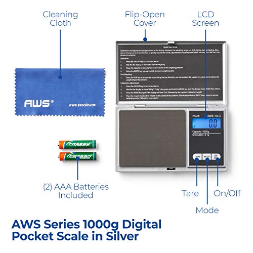Aws Series Digital Pocket Weight Scale 1Kg X 0.1G, (Silver), Aws-1Kg-Sil #TOP1