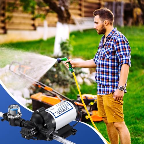 Image of Dreyoo 2 Pack Water Pressure Booster Pump 115V 4 GPM 45 PSI, Industrial Self Priming Water Diaphragm Pump with Power Plug, Fittings Strainer Filter for RV /Caravan /Marine /Garden Irrigating