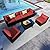 ELEGIBLISS 7 Pieces Patio Furniture Set - Outdoor Sectional Wicker Rattan Furniture with Cushion and Glass Table Patio Conversation Sets for Porch Poolside Backyard Outdoor Sofa Set Modular Sofa