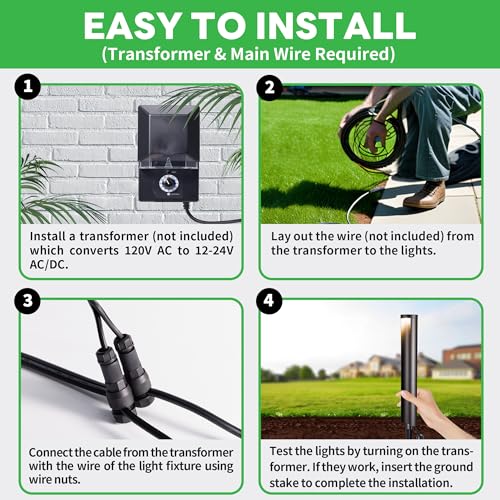 Varmtalys Outdoor Path Lights, LED Landscape Pathway Lights, 12V Low Voltage Wired, Waterproof 5W 200LM Black Aluminum for Backyard Patio 6 Pack by Varmtalys - Image 7