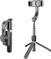 Estabilizador Gimbal Portátil de 3 Eixos para Celular com Tripé de Aderência e Bastão De Selfie 360º