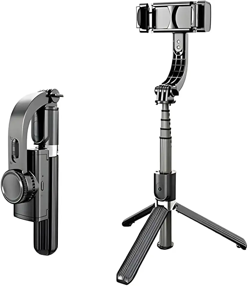 Estabilizador Gimbal Portátil de 3 Eixos para Celular com Tripé de Aderência e Bastão De Selfie 360º