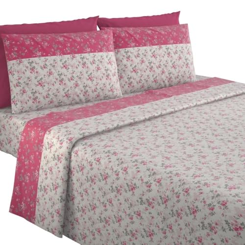 MAXIME MAISON - Juego de sábanas de franela para cama de matrimonio de algodón estampado, juego de sábanas de matrimonio de franela de invierno con fantasía elegante, Garden Cipria