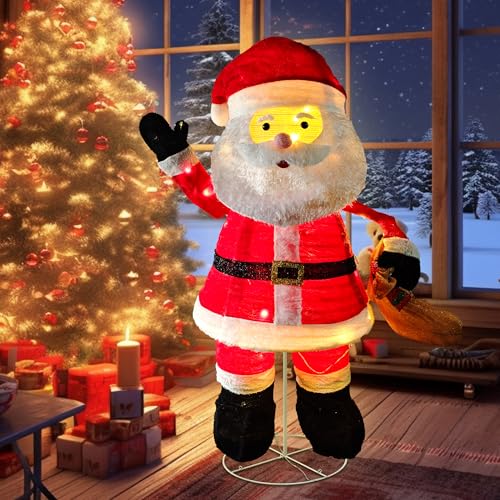 LED Lighted Christmas Santa Claus Outdoor: JALUNIVERSAL TRI 48 Inch Christmas Santa Holiday Yard Decorations - Plug in for Holiday New Year Winter Lawn Garden - for Front Yards Patio