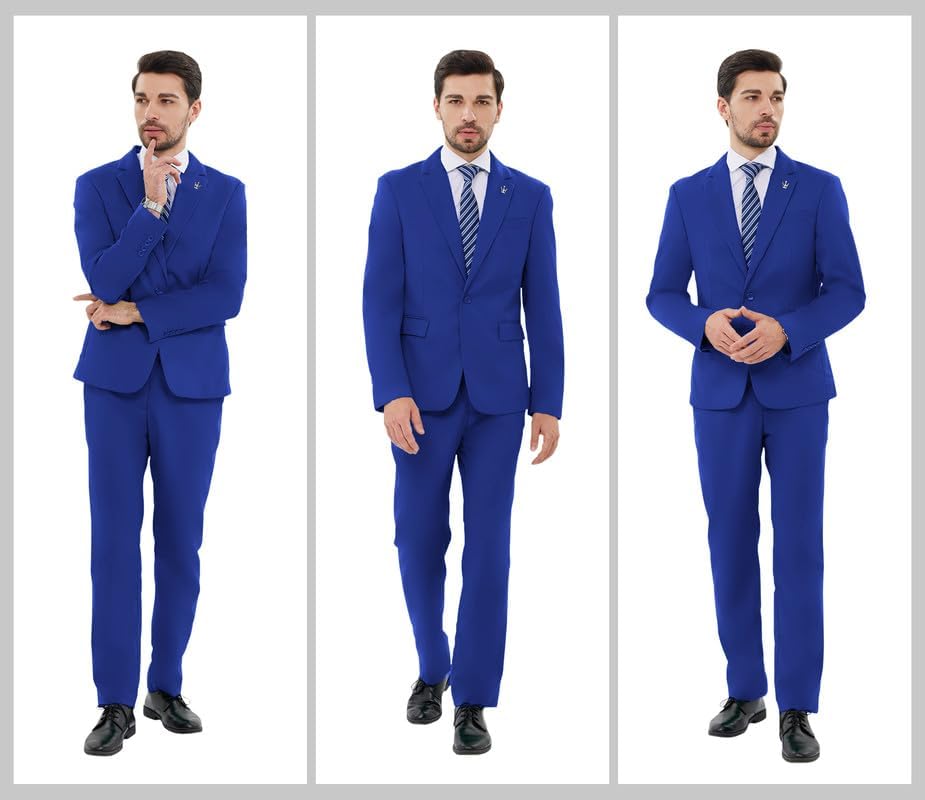 MAGE MALE Mens 2 Piece Suit Slim Fit Solid Wedding Prom Tuxedo Suit with One Button Notch Lapel Blazer and Pants - Image 5