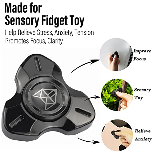 Image of FREELOVE Premium Metal Fidget Spinner for Adults, Stainless Steel Heavy Silent Spinner with Precision Bearing, Small Office Desk Toy & EDC for Stress Relief Focus ADHD, Pro Black