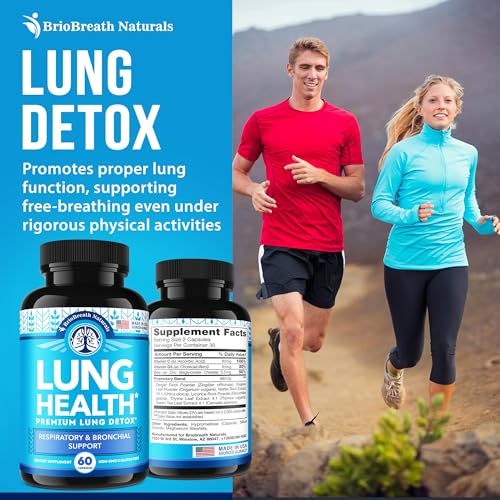 Lung Support Supplement - Natural Capsules for Lung Cleanse and Detox - Made in USA - Respiratory System; Mucus Clear - Vegan Supplement for Lung Detox; Respiratory Support - 60 Capsules