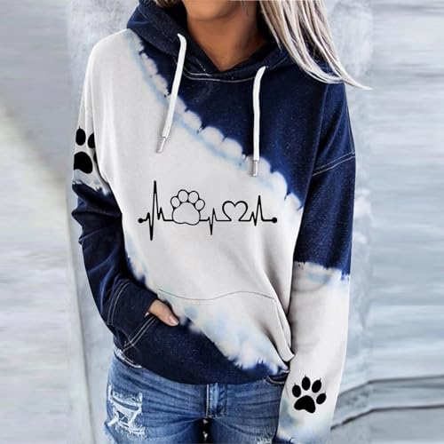 Generisch Weiße Sweatshirts Damen Dog Mom Hoodie Hund Langarmshirt Dog Mom Sweatshirts Pullover Geschenk Tops für Frauen Teenager Mädchen Jogginghose (White, M)