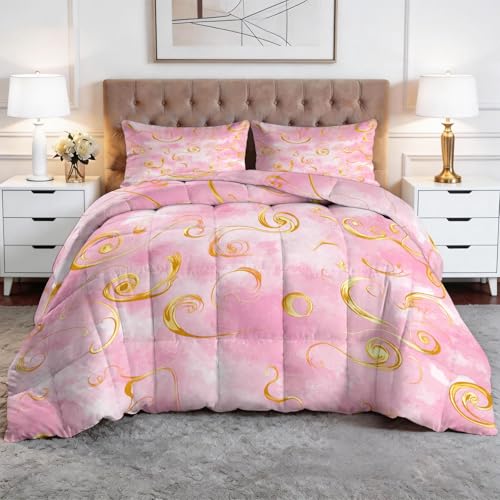Genérico Edredón Nórdico 150 x 220 cm Romance Cielo Nubes Textura Diseño, Relleno de Ecopiuma 400g/m² – Confort Térmico 4 Estaciones, Antialérgico – Set 3 Piezas Niños y Niñas, Rosa