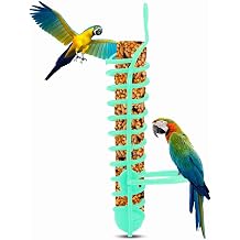 Millet Holder for Bird Cage, Plastic Millet Parrot Bird Food Holder, Lightweight Hanging Millet Parrot Feeding Basket with Side Perching Station, 9.8x1.96in, Green