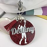 Volleyball Girl Glitter Bag Tag, Personalized, Monogrammed with Your Name and Your Colors