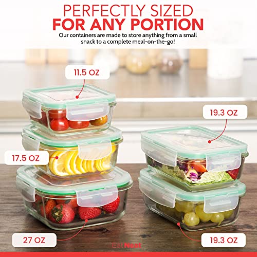 Eatneat 5-Pack Of Glass Food Storage Containers With Airtight Snap Locking Lids To Keep Food Fresh - Oven To Table To Freezer | Bpa-Free #TOP3