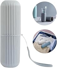 Porta Escova de Dentes Estojo Multifuncional Portátil Organizador de Copo de Plástico Suporte de Escova de Dentes Resistente Ideal para Viagem Trabalho Escola Banheiros (Branco)
