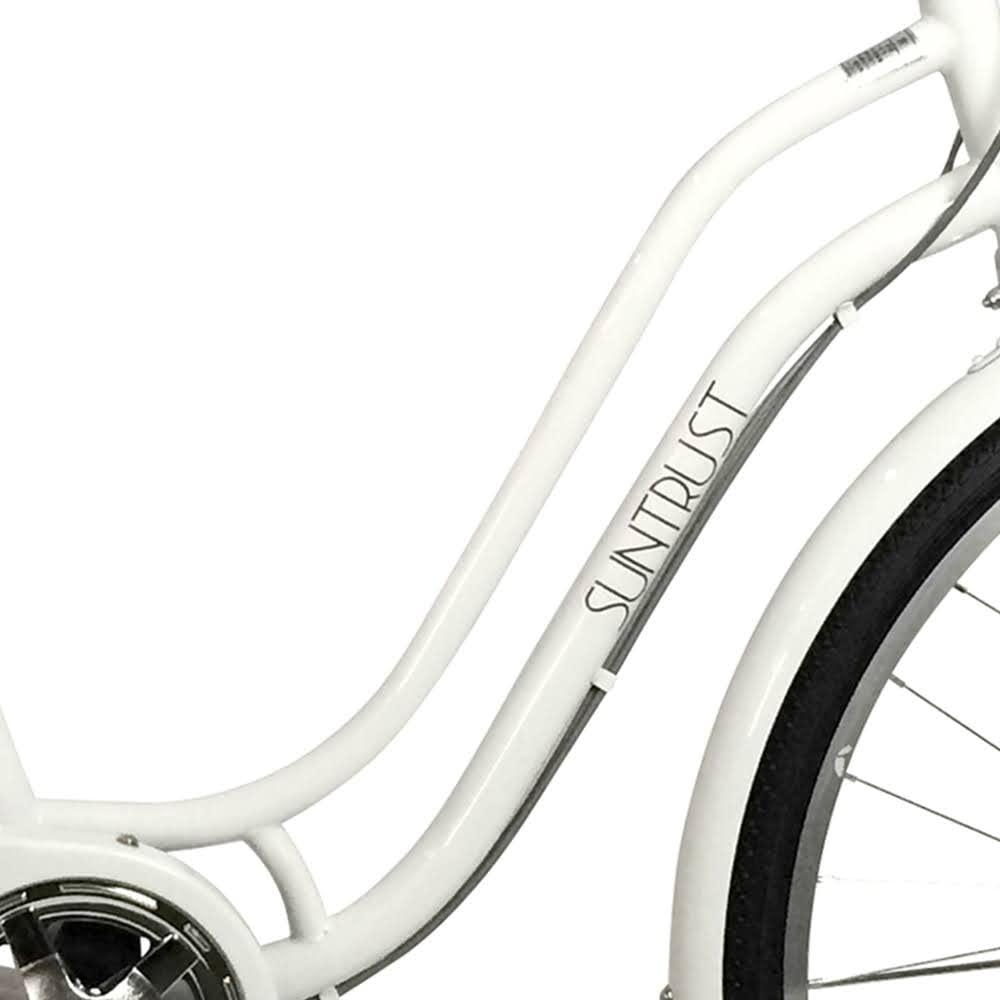 Amazon | ママチャリ ホワイト 27インチ 6段ギア SSフレーム LEDオート