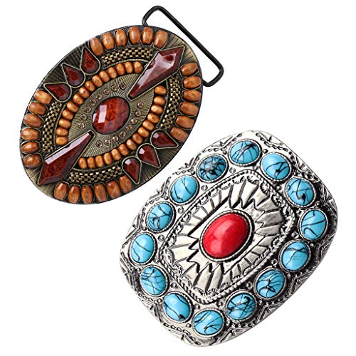 menolana 2x Masculino Retro Caubói Indiano Ocidental Turquesa Contas de Metal