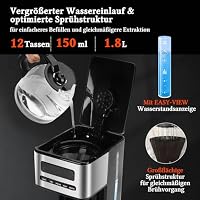 Taylor Swoden Kaffeemaschine 1,8L mit 24H Timer, Eiskaffee-Modus, 3-stufige Stärkeauswahl automatische Reinigung, Filterkaffeemaschine mit Glaskanne & Tropf-Stopp, Wiederverwendbarem Filter, Schwarz – Ansicht 3