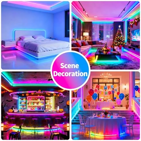 LCTKJTP LED Strip Lights,RGB Music Sync Color Changing Led Lights with Smart App Control Remote & Remote Control,LED Lights for Bedroom,Room Essentials,Sense of Atmosphere Decorations(50FT-1Roll) — view 6