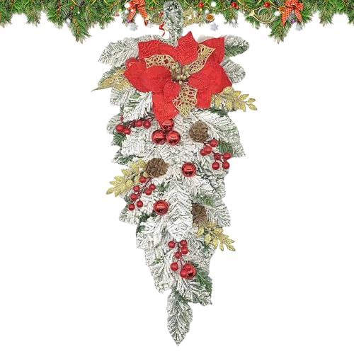Corona de Navidad de bastón de caramelo, decoración de Navidad, corona de caramelo con bola, corona de Navidad artificial, corona de puerta delantera, adornos de Navidad, decoración del hogar,