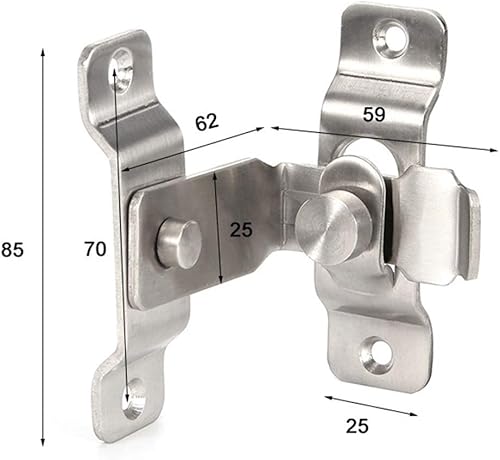 Miniatura 2 de Cerradura de puerta abatible, cerradura de puerta de barra de acero inoxidable resistente de 90 grados, cerradura de puerta de seguridad, cerradura