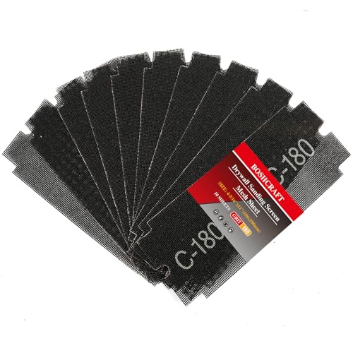 BOSHCRAFT 180 Grit Sanding Screen Mesh Sheet, 15 Pcs Drywall Sandpaper Assortment Wet or Dry Sandpaper for Wood Metal Automative Hand Sander Pole Sander 4-3/16