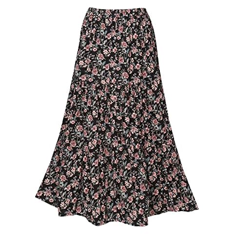 CATALOG CLASSICS Womens Reversible Long Skirt - Broomstick Boho Midi Skirt Black, 1X Cover