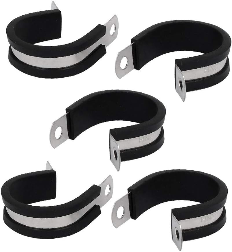 EISTEE Clamps,Tube Wire Clamps,Hose Pipe Clamp,28mm Dia Featured EPDM Rubber Lined Reliable Efficacy P Clips Cable Hose Pipe Clamps Holder 5pcs