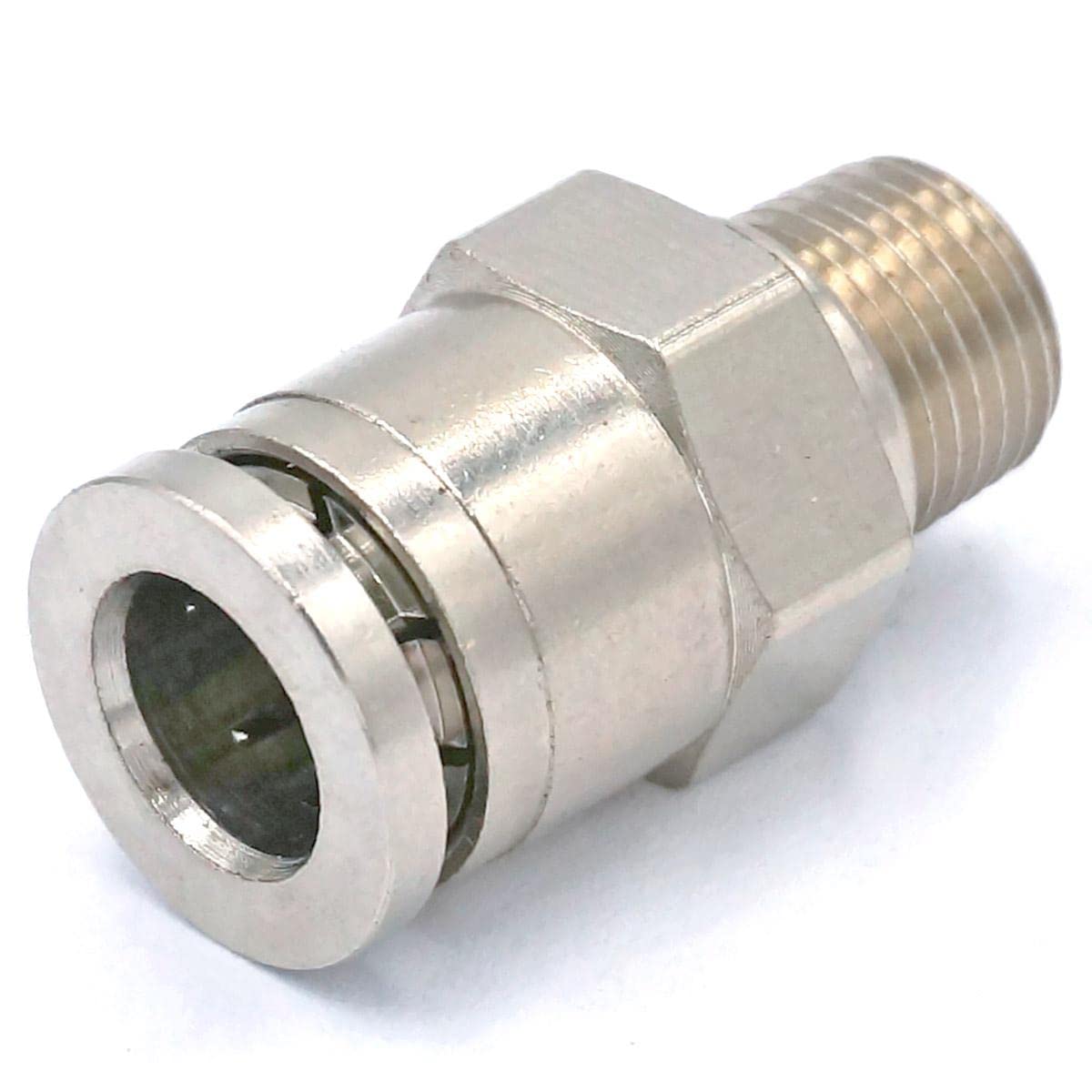 Connettore a innesto pneumatico da 0,3 cm maschio per tubo O/D da 8 mm in ottone nichelato a sgancio rapido per impianto idraulico