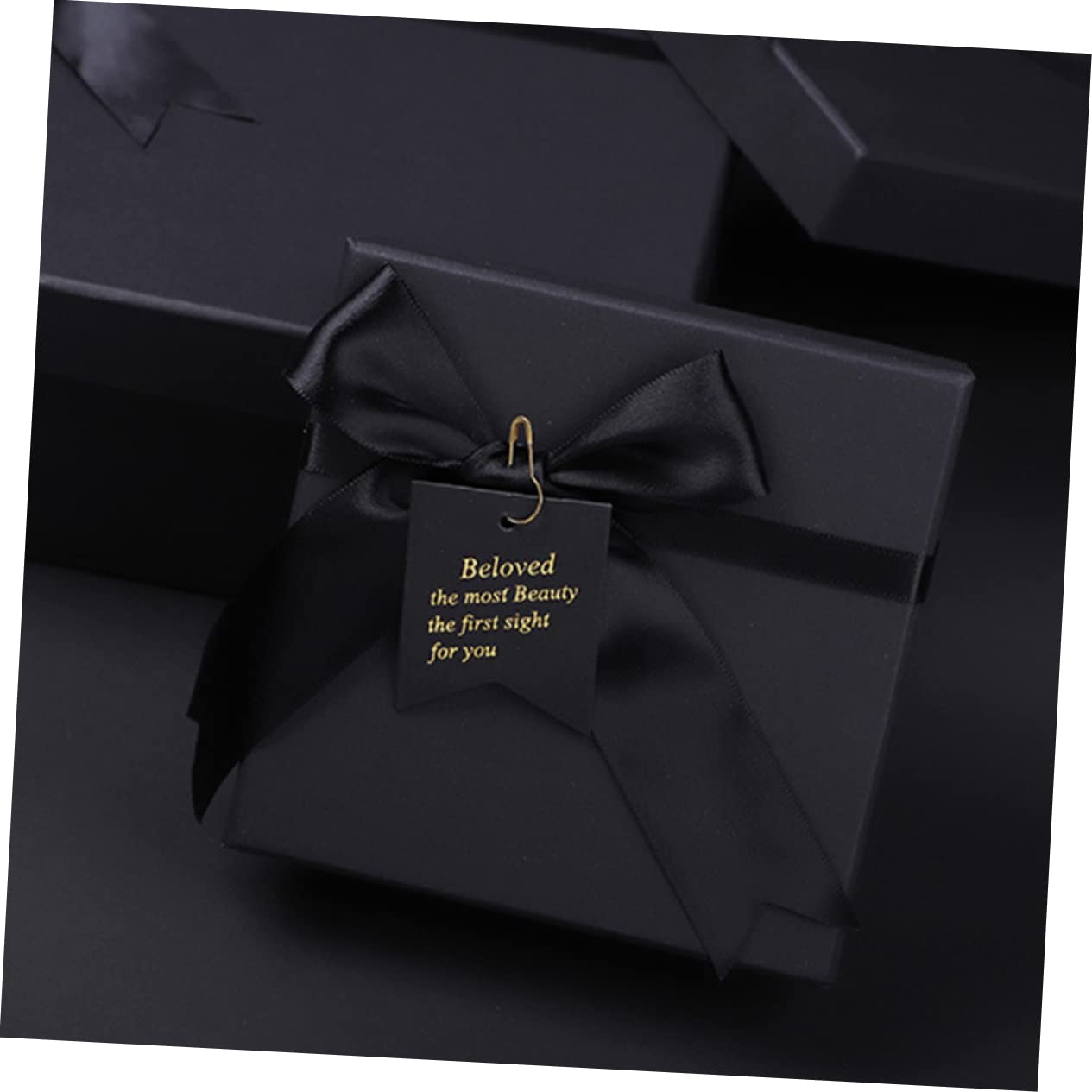 Geschenkbox aus Papier 6 Stück Packung Schwarz mit Romantischer Schleife