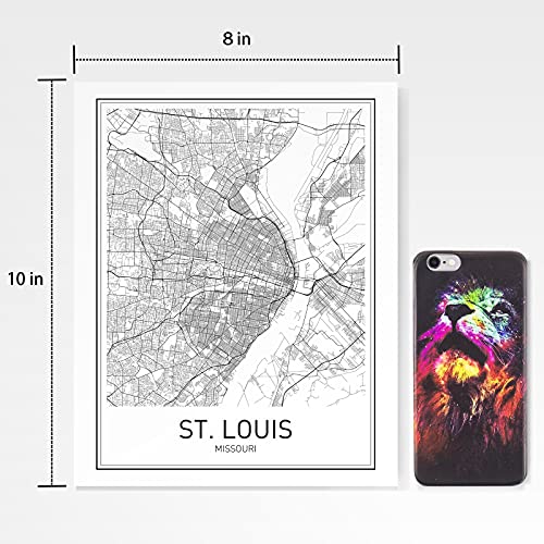 St. Louis Poster St. Louis Map Of St. Louis City Map Posters Modern Map Art City Prints Missouri Art Minimal Print St. Louis Art City Poster City Map Wall Art Minimalist Posters 8X10 #TOP6