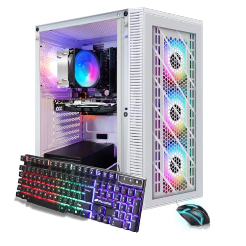 STGAubron RGB PC Computer Desktop, AMD Ryzen 7 5700G up to 4.6G, 16GB DDR4, 1TB SSD, WiFi 6 & BT 5.2, RGB Fan x4, RGB Keyboard & Mouse, Windows 11 Home