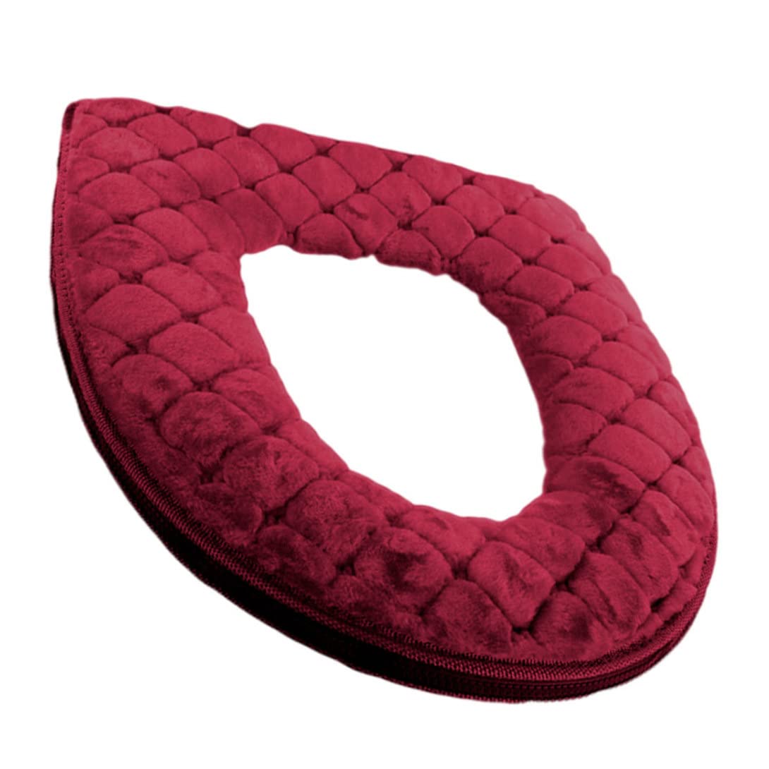 Gcroet Verdicken Toilettensitzabdeckung Kissen Pads, WC-Sitzbezug, weiche WC-Sitzkissen-WC-Wärmer Waschbare Universal-Toiletten-Sitz-Cover-Pads mit Reißverschluss, WC-Sitzkissenkissen..rot