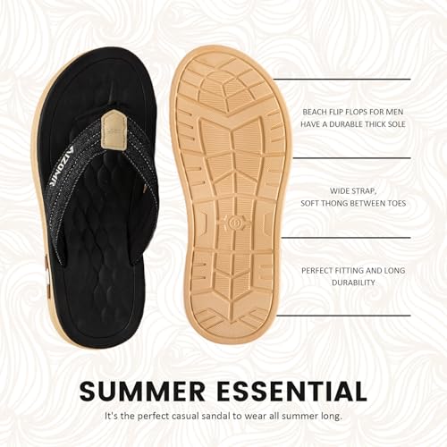 Image of Mens Sandals Arch Support Comfortable Beach Slides with Adjustable Buckle Straps Slippers for Men