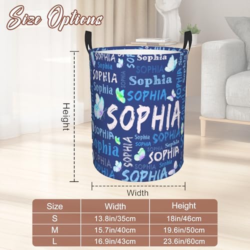 Image of Custom Name Laundry Hamper, Personalized Laundry Basket with Name for Laundry Room Dorm Bedroom, Customized Name Dirty Clothes Hamper with Handles for Clothes Toy Boys Girls Men Women
