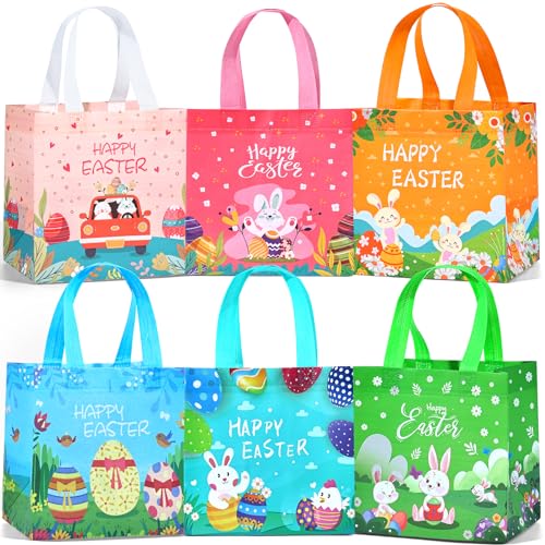 Sacche da Regalo 6 Pezzi Sacchetti Regalo di Pasqua di Tessuto, Borsa di Pasqua non Tessuta per Bambini, Borsa per la Caccia Alla Caccia Alle Uova di Pasqua Borsa Impermeabile