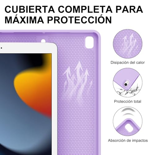 Teclado para iPad 10.2 bluetooth inalámbrico con funda protectora morada Ñ 6